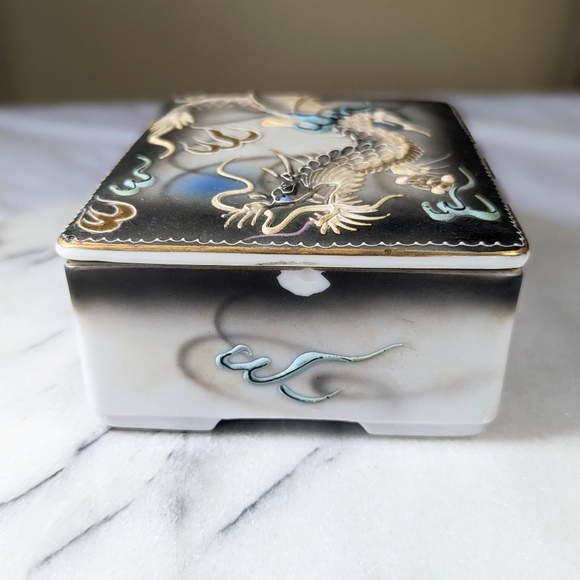 Vintage Acra China Dragonware Trinket Jewelry Box And Ashtray Moriage - Picture 4 of 12